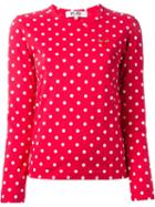 Comme Des Garçons Play Embroidered Heart Polka Dot T-shirt, Women's, Size: Small, Red, Cotton
