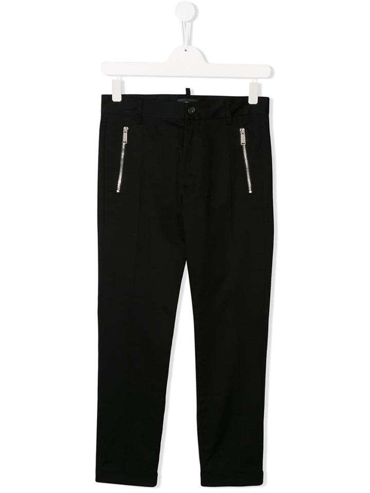 Dsquared2 Kids Zip Tailored Chinos - Black