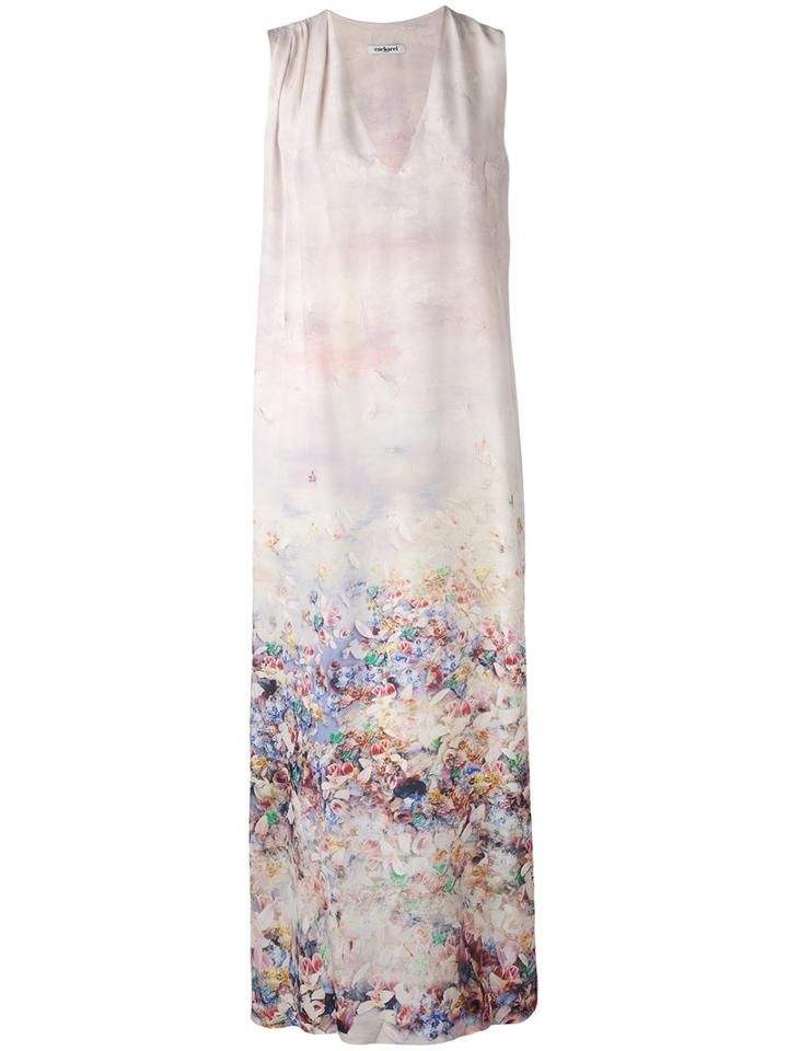 Cacharel - Long Floral Print Dress - Women - Silk - 36, Nude/neutrals, Silk