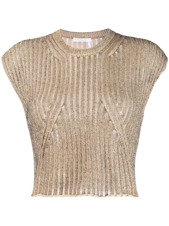 Chloé Ribbed Knit Crop Top - Neutrals