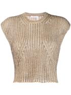 Chloé Ribbed Knit Crop Top - Neutrals