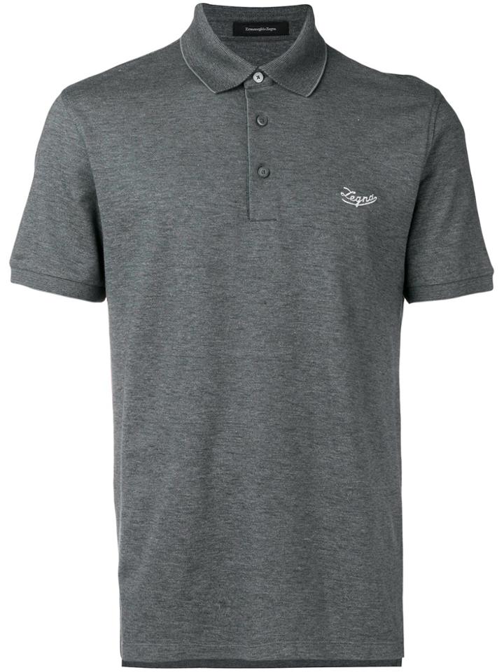 Ermenegildo Zegna Contrast Logo Polo Shirt - Grey