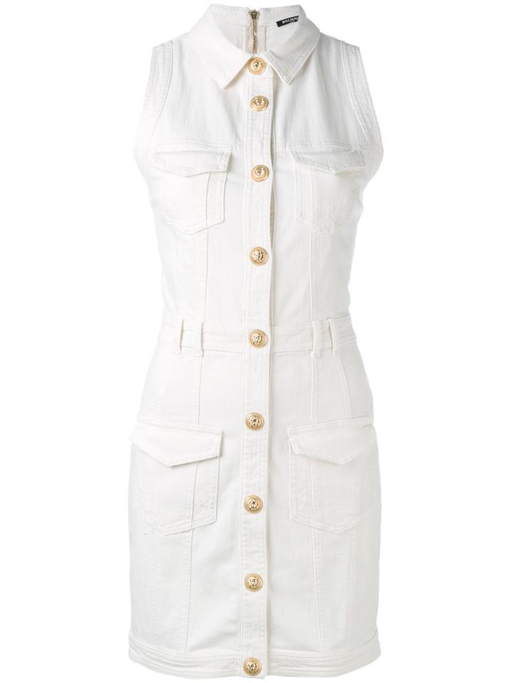 Balmain - Utility Mini Dress - Women - Cotton/spandex/elastane - 38, White, Cotton/spandex/elastane
