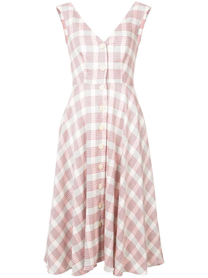 Veronica Beard Plaid Flared Midi Dress