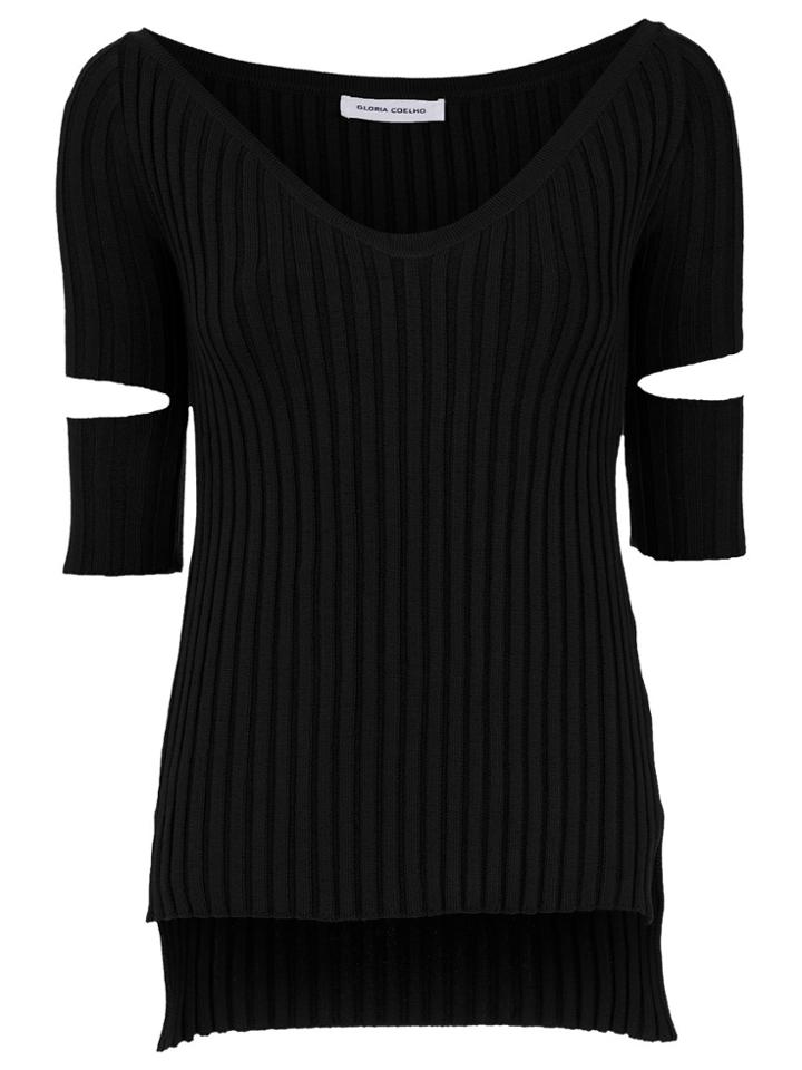 Gloria Coelho Cut Out Detail Knit Blouse - Black