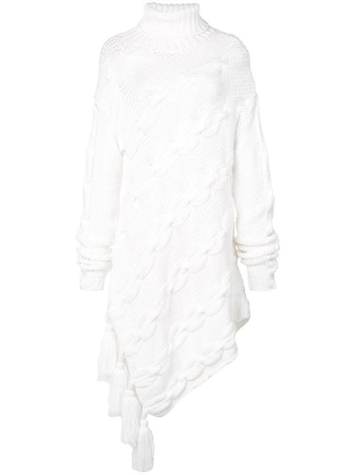 Oscar De La Renta Long Asymmetric Knitted Jumper - White