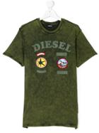 Diesel Kids Logo Print T-shirt - Green