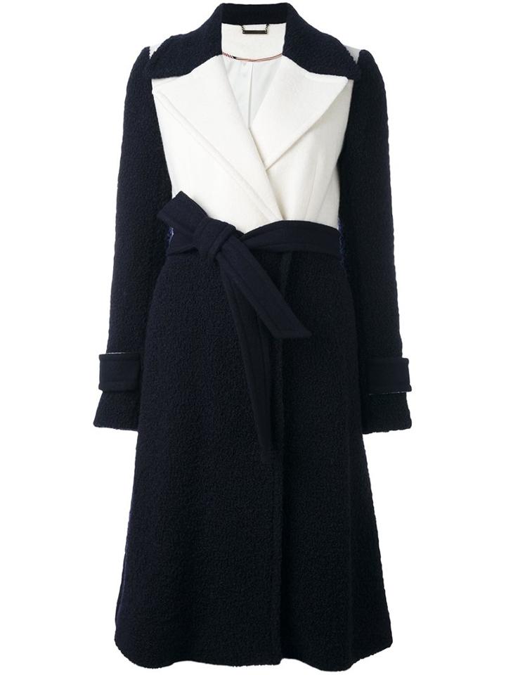 Diane Von Furstenberg Belted Colour Block Coat, Women's, Size: 6, Blue, Polyamide/polyester/acetate/wool