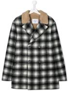 Dondup Kids Teen Checked Double Breasted Coat - Grey