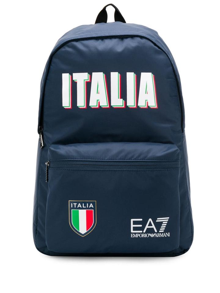 Ea7 Emporio Armani 'italia' Logo Backpack - Blue