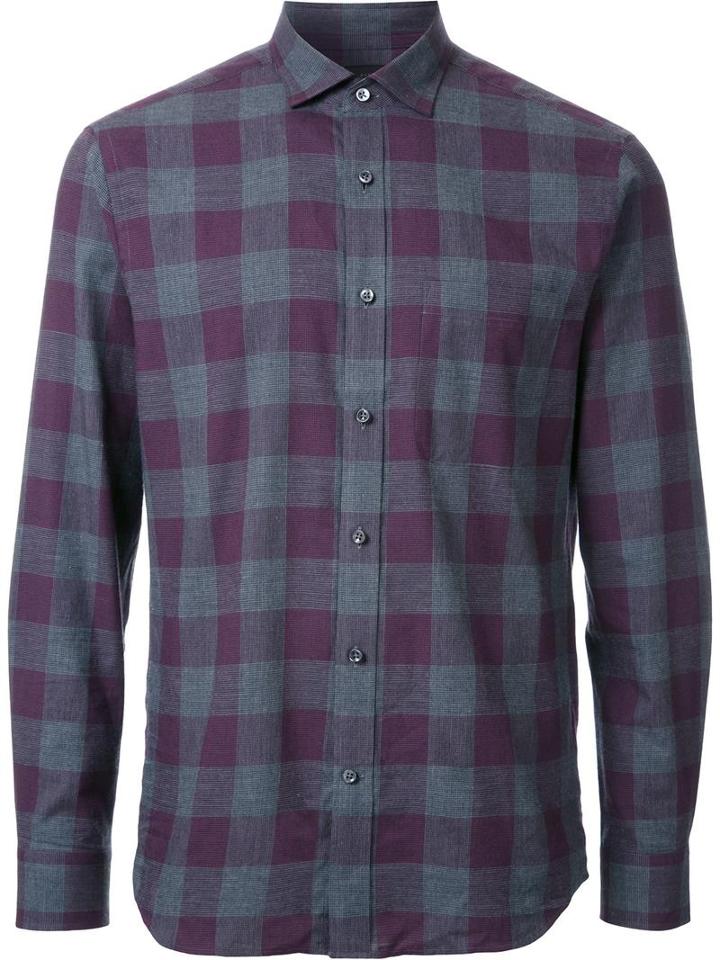 Kent & Curwen Gingham Check Shirt, Men's, Size: Medium, Pink/purple, Cotton