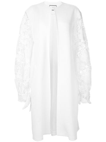Co-mun - Lace Sleeve Coat - Women - Cotton/polyester - 46, White, Cotton/polyester
