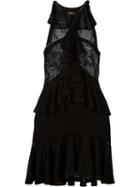 Roberto Cavalli Ruffle Mini Dress, Women's, Size: 44, Black, Polyester/viscose/silk/spandex/elastane