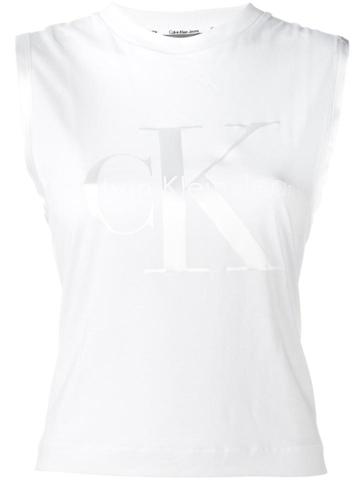 Ck Jeans Logo Print Tank Top - White