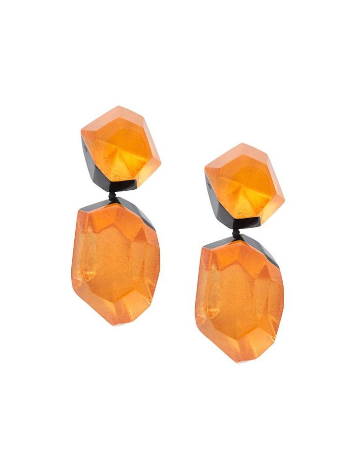 Monies Facet Clip On Earrings, Women's, Yellow/orange