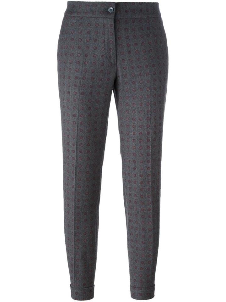 Etro Floral Patterned Trousers, Women's, Size: 38, Grey, Polyester/spandex/elastane/viscose/wool
