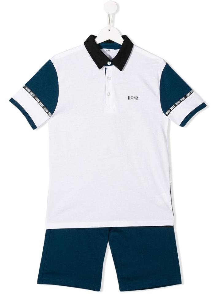 Boss Kids Logo Sleeve Polo Suit - Blue