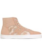 Hogan Rebel Sequin Detail Hi-top Sneakers, Women's, Size: 37, Nude/neutrals, Leather/suede/pvc/rubber