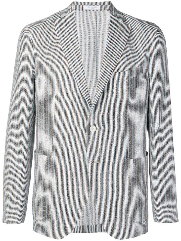 Boglioli Striped Single Breasted Blazer - White