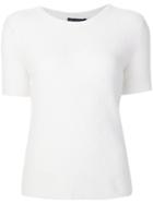 Calvin Klein Collection Shortsleeved Knitted Top, Women's, Size: Medium, White, Silk/cashmere