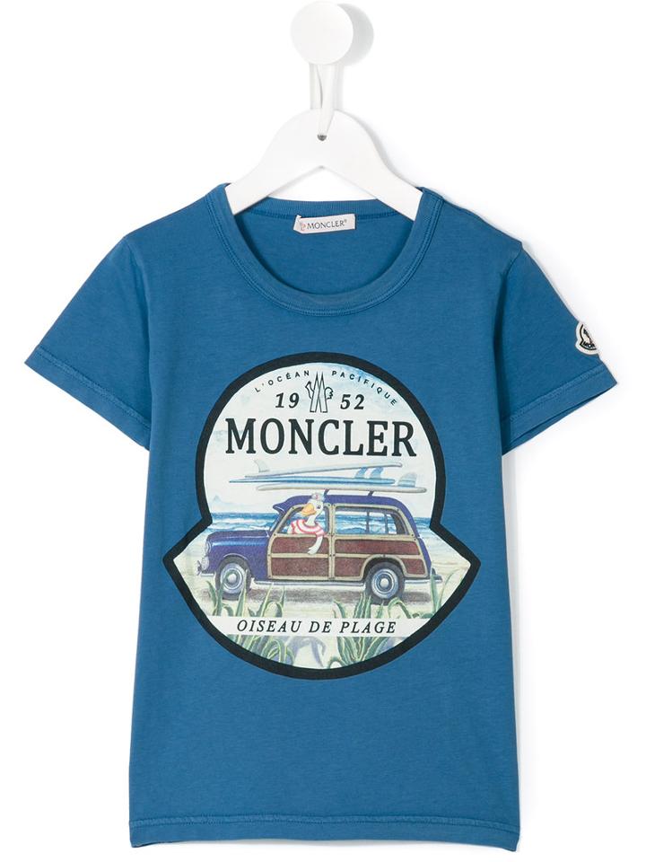 Moncler Kids Logo Print T-shirt, Toddler Boy's, Size: 3 Yrs, Blue