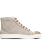 Louis Leeman Snakeskin Effect Hi-top Sneakers, Men's, Size: 40.5, Nude/neutrals, Leather/rubber