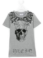 Philipp Plein Kids Skull Print T-shirt, Boy's, Size: 16 Yrs, Grey