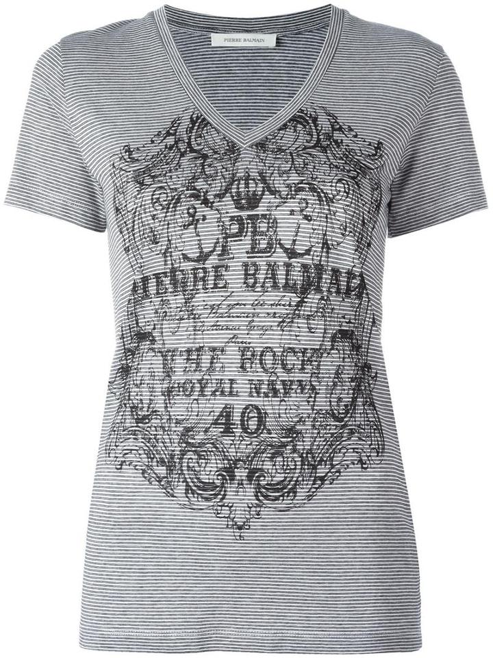Pierre Balmain Logo Print T-shirt, Women's, Size: 42, Blue, Cotton/viscose