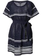 Lisa Marie Fernandez Striped Detail Belted Dress, Women's, Size: 4, Blue, Cotton