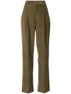 Cristaseya Corduroy High Waist Trousers - Green