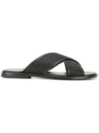 Versace Greek Key Crossover Sandals - Black
