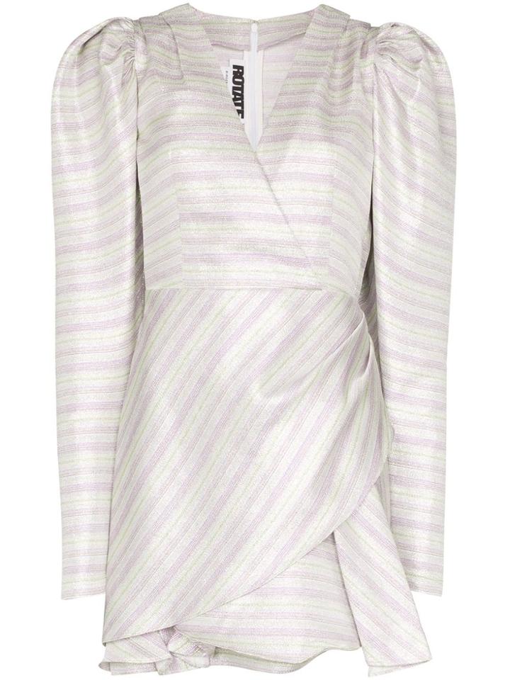 Rotate Pouf Sleeve V-neck Mini Dress - Purple