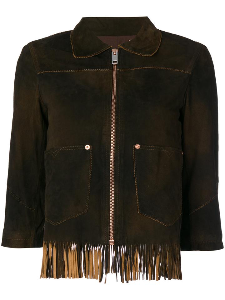 Diesel Fringed Crop Sleeve Jacket - Brown