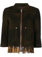 Diesel Fringed Crop Sleeve Jacket - Brown