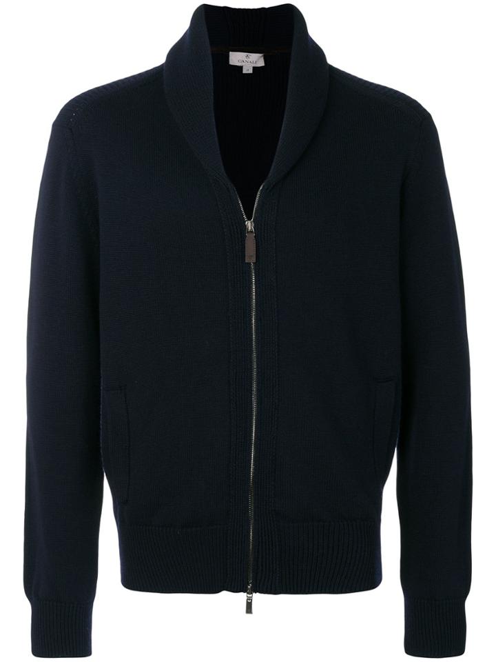 Canali Zip Up Cardigan - Blue