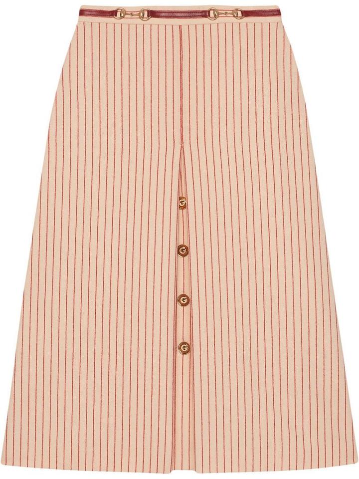 Gucci Wool Skirt With Gg Buttons - Neutrals