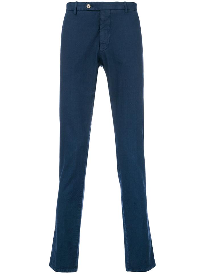 Berwich Micro Print Slim Fit Chinos - Blue