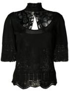 Roberto Cavalli Lace Insert Knitted Top - Black