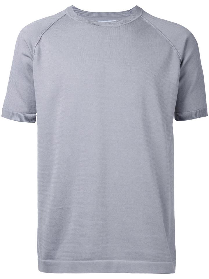 Ribbed Round Neck T-shirt - Men - Cotton - S, Grey, Cotton, Estnation