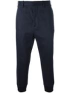 Neil Barrett Tapered Tailored Trousers, Men's, Size: 48, Blue, Cotton/kapok/spandex/elastane