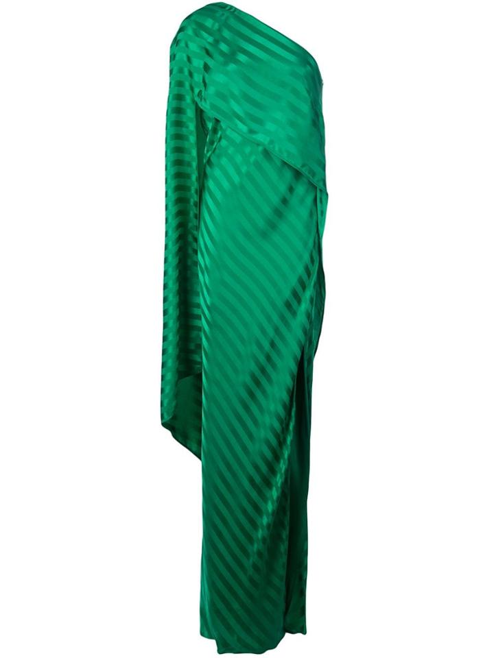 Michelle Mason Asymmetric Striped Dress - Green