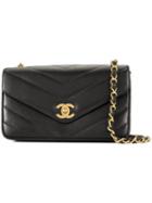 Chanel Pre-owned V-stitch Cc Logo Shoulder Bag - Black