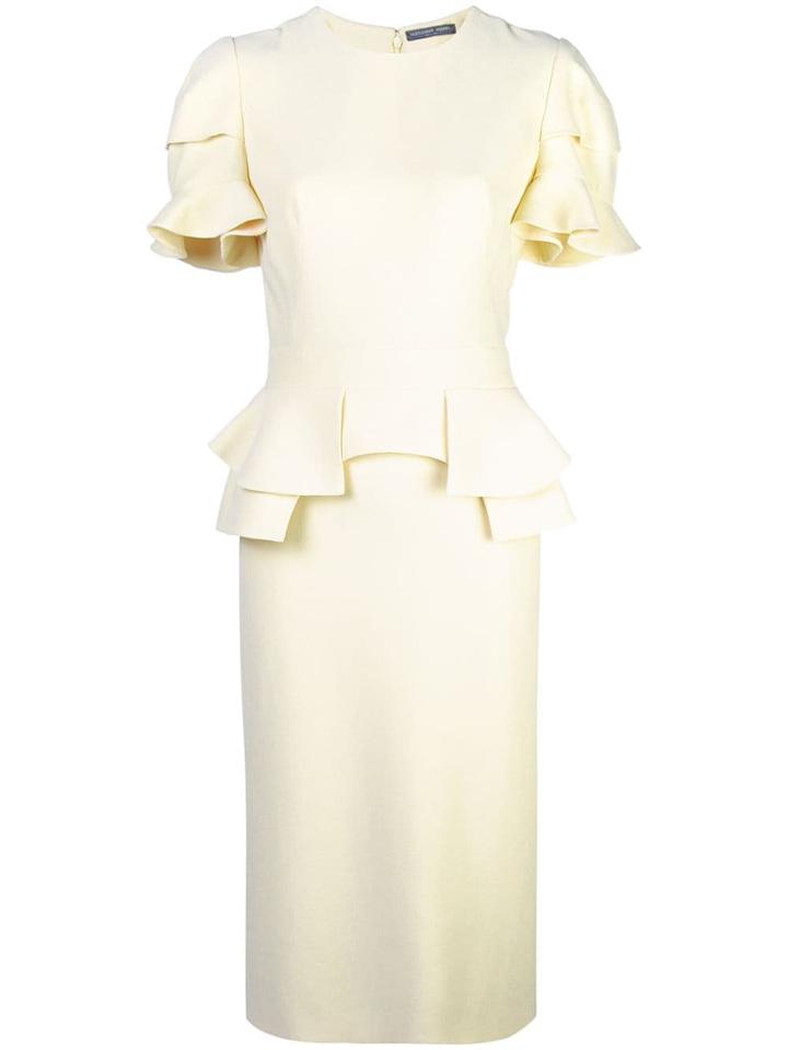 Alexander Mcqueen Ruffle Detail Midi Dress - Yellow