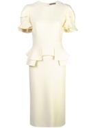 Alexander Mcqueen Ruffle Detail Midi Dress - Yellow