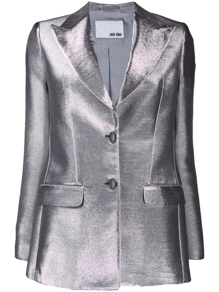 Each X Other Metallic Shimmering Blazer - Silver