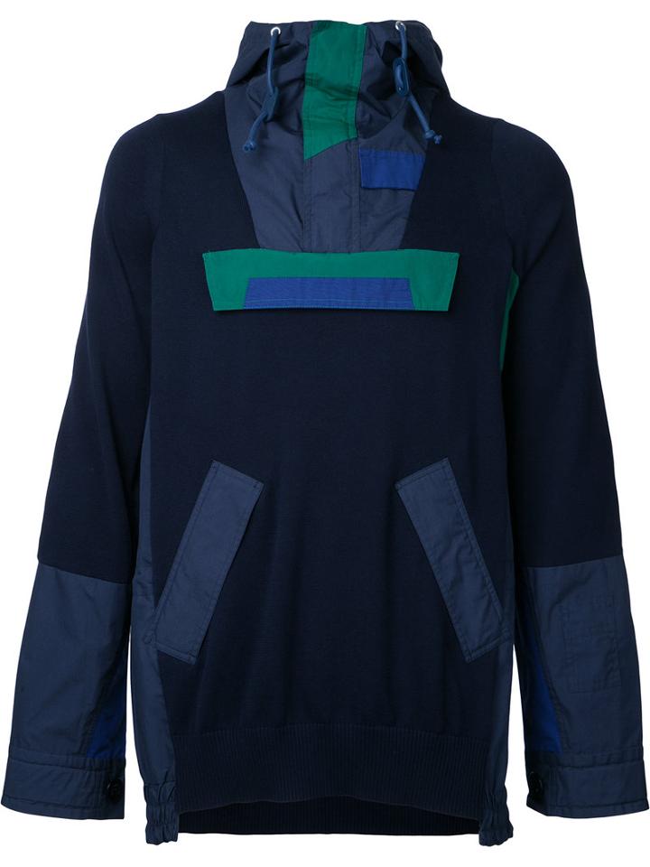 Sacai - Colour Block Cagoule - Men - Cotton/polyester/nylon -12 - I, Green, Cotton/polyester/nylon -12