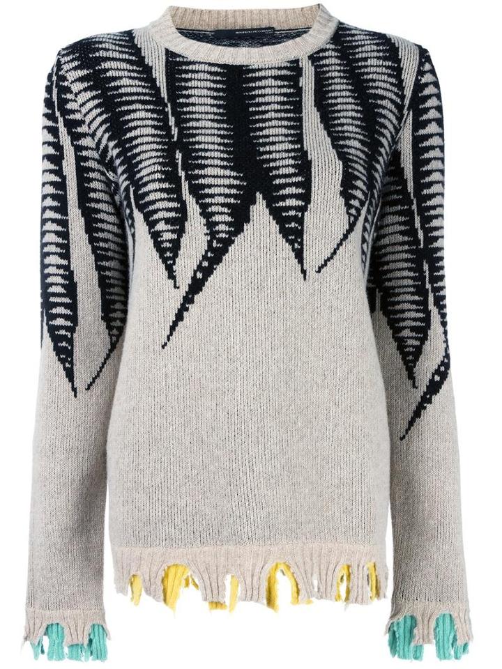 Maurizio Pecoraro Intarsia Frayed Contrast Hem Jumper, Women's, Size: 42, Nude/neutrals, Nylon/wool