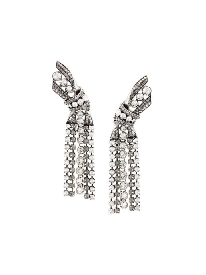 Lanvin Crystal Bow Clip-on Earrings