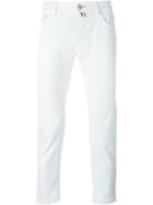 Jacob Cohen Straight Leg Trousers, Men's, Size: 37, White, Cotton/spandex/elastane