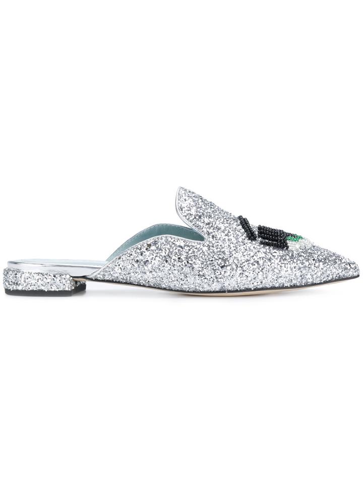 Chiara Ferragni Suite Glitter Mules - Grey